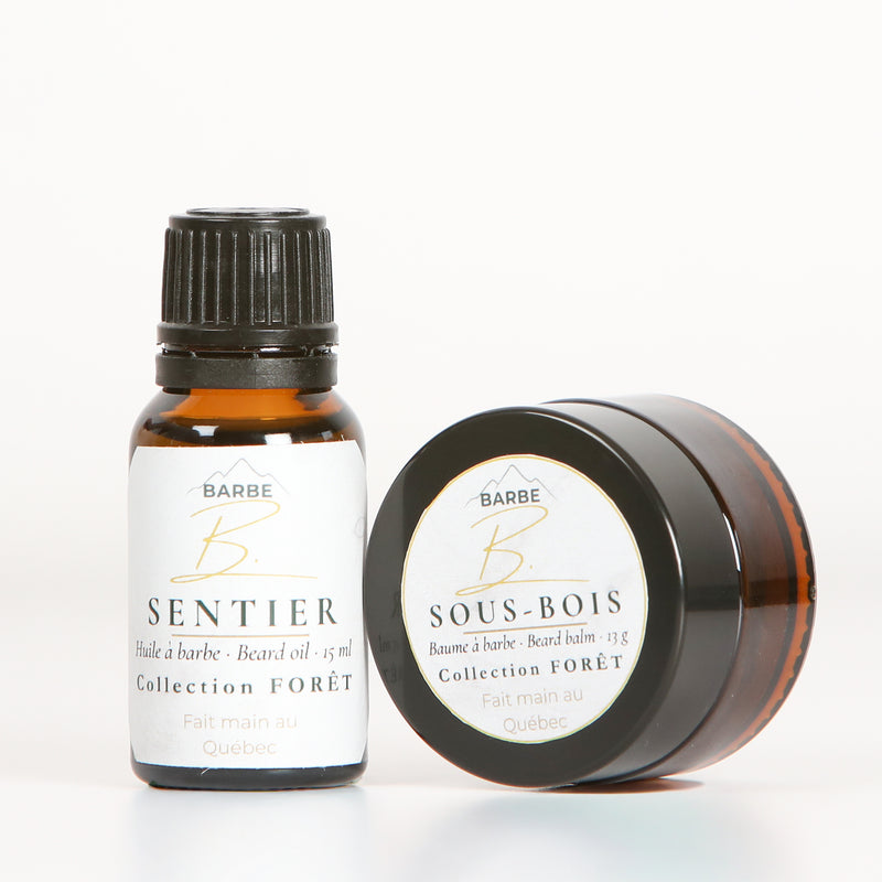Coffret Forêt de Barbe B, huile à barbe Sentier et baume à barbe Sous-bois