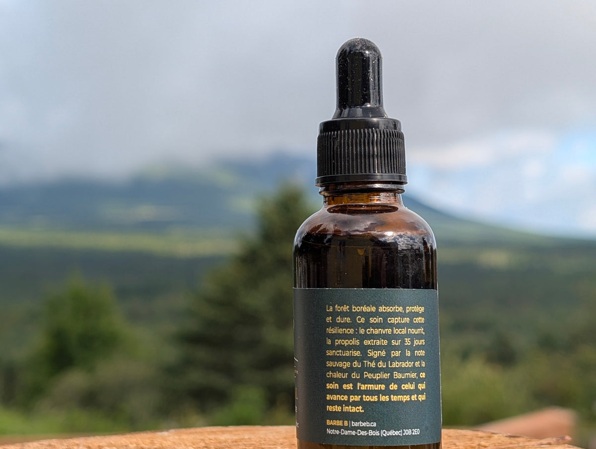 Flacon d'huile à barbe Boréal 30 ml, Barbe B, fabriquée à Notre-Dame-des-Bois
