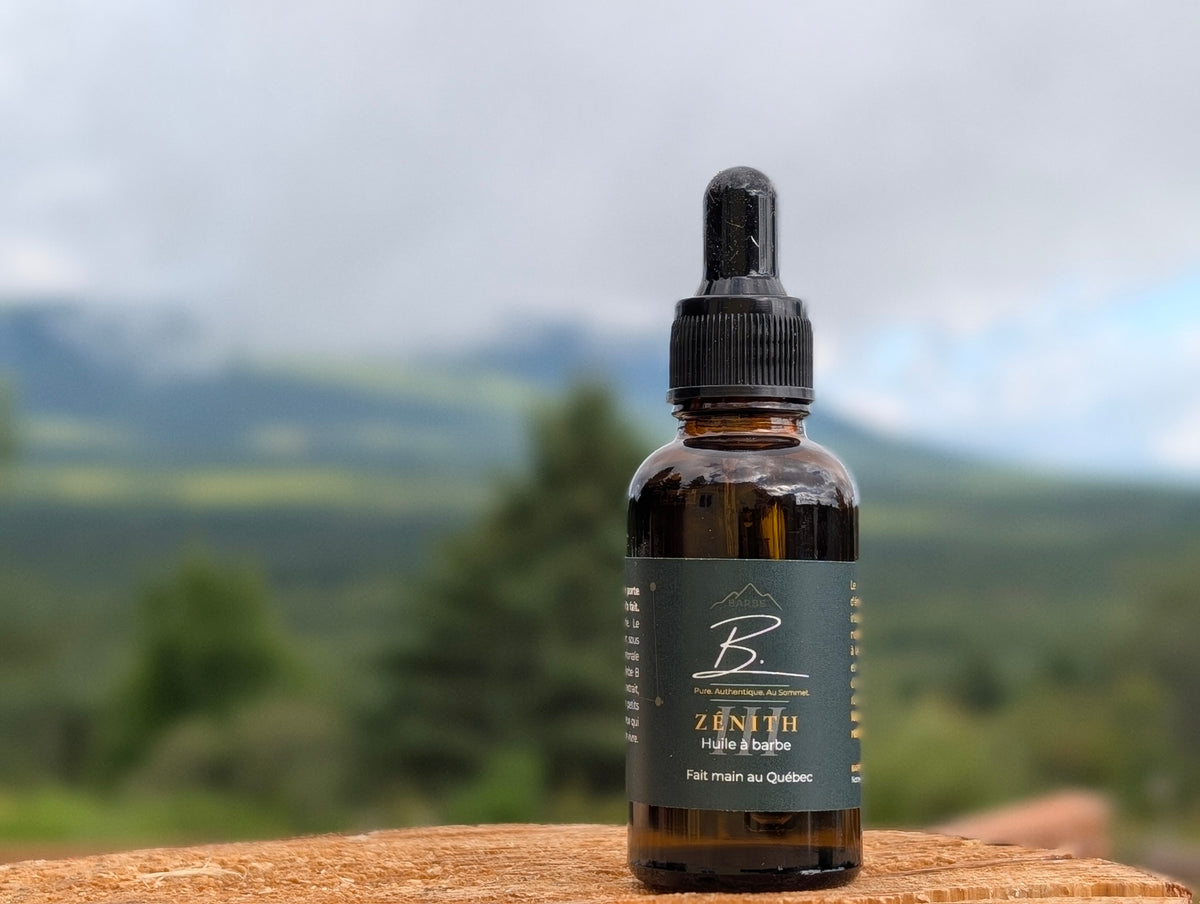 Huile à barbe Zénith de Barbe B, flacon de verre ambré 30 ml