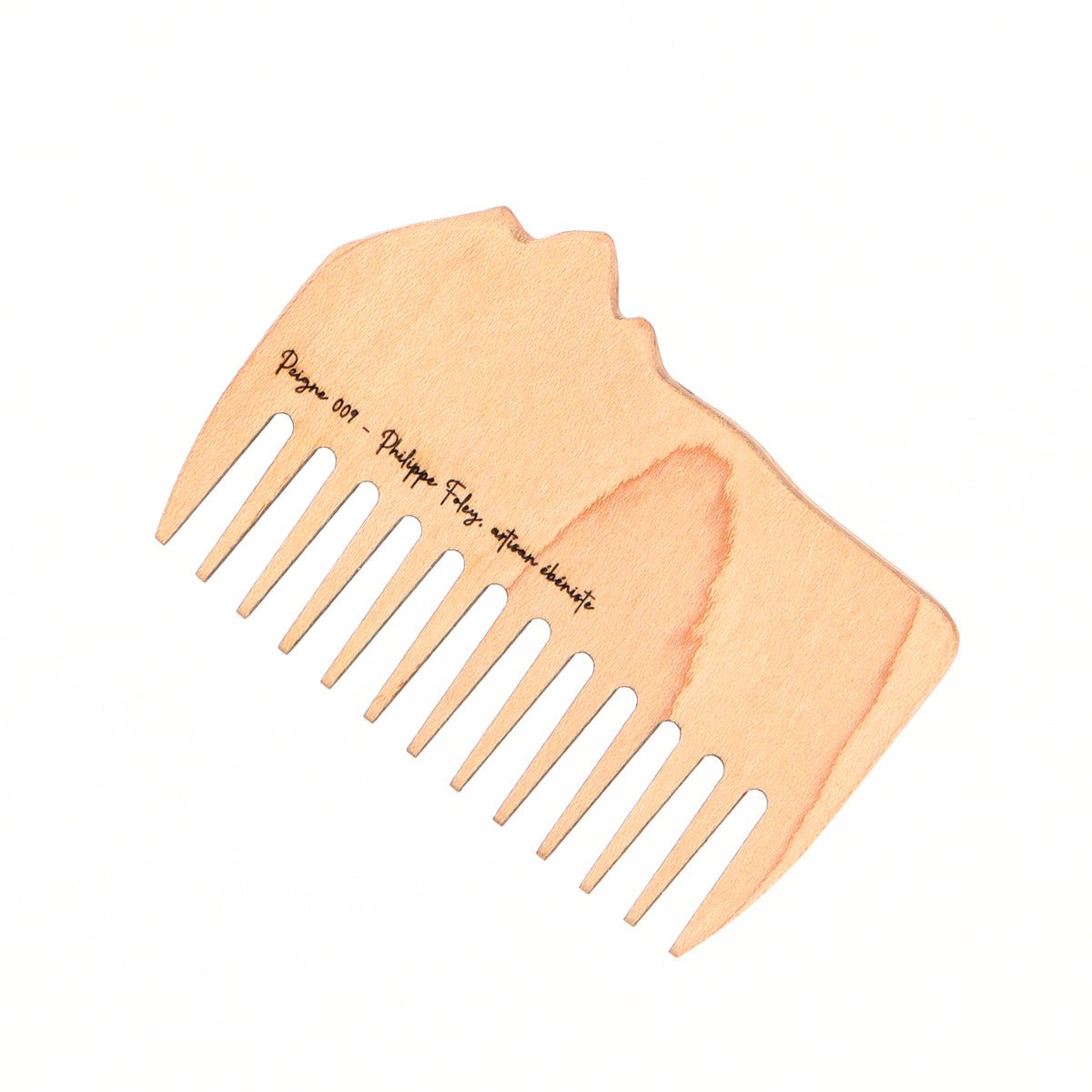 Peigne à barbe en érable et loupe de cerisier fait main par l'ébéniste Philippe Foley, Barbe B