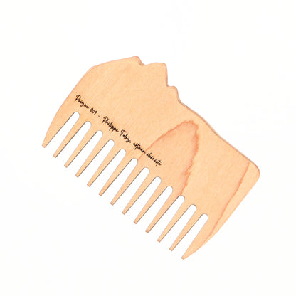 Peigne à barbe en érable et loupe de cerisier fait main par l'ébéniste Philippe Foley, Barbe B