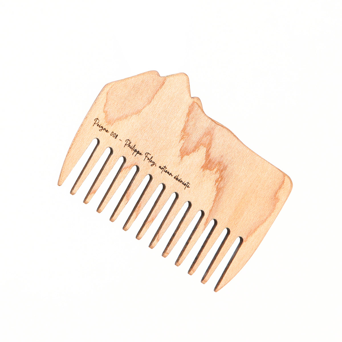 Peigne à barbe en érable et loupe de cerisier fait main par l'ébéniste Philippe Foley, Barbe B