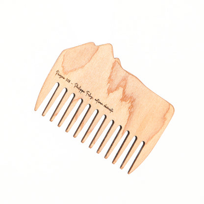 Peigne à barbe en érable et loupe de cerisier fait main par l'ébéniste Philippe Foley, Barbe B