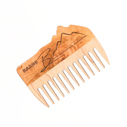 Peigne à barbe en érable et loupe de cerisier fait main par l'ébéniste Philippe Foley, Barbe B
