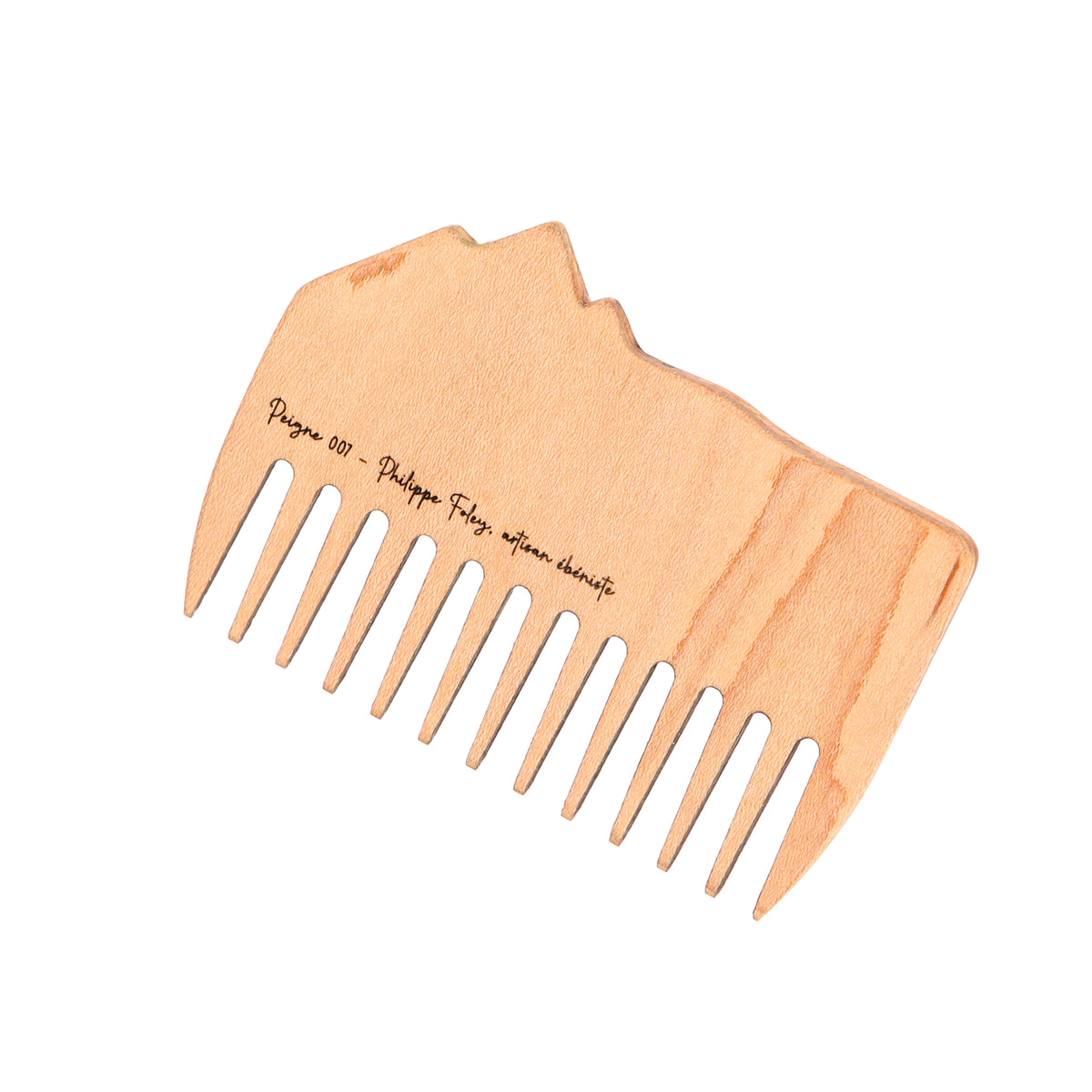 Peigne à barbe en érable et loupe de cerisier fait main par l'ébéniste Philippe Foley, Barbe B