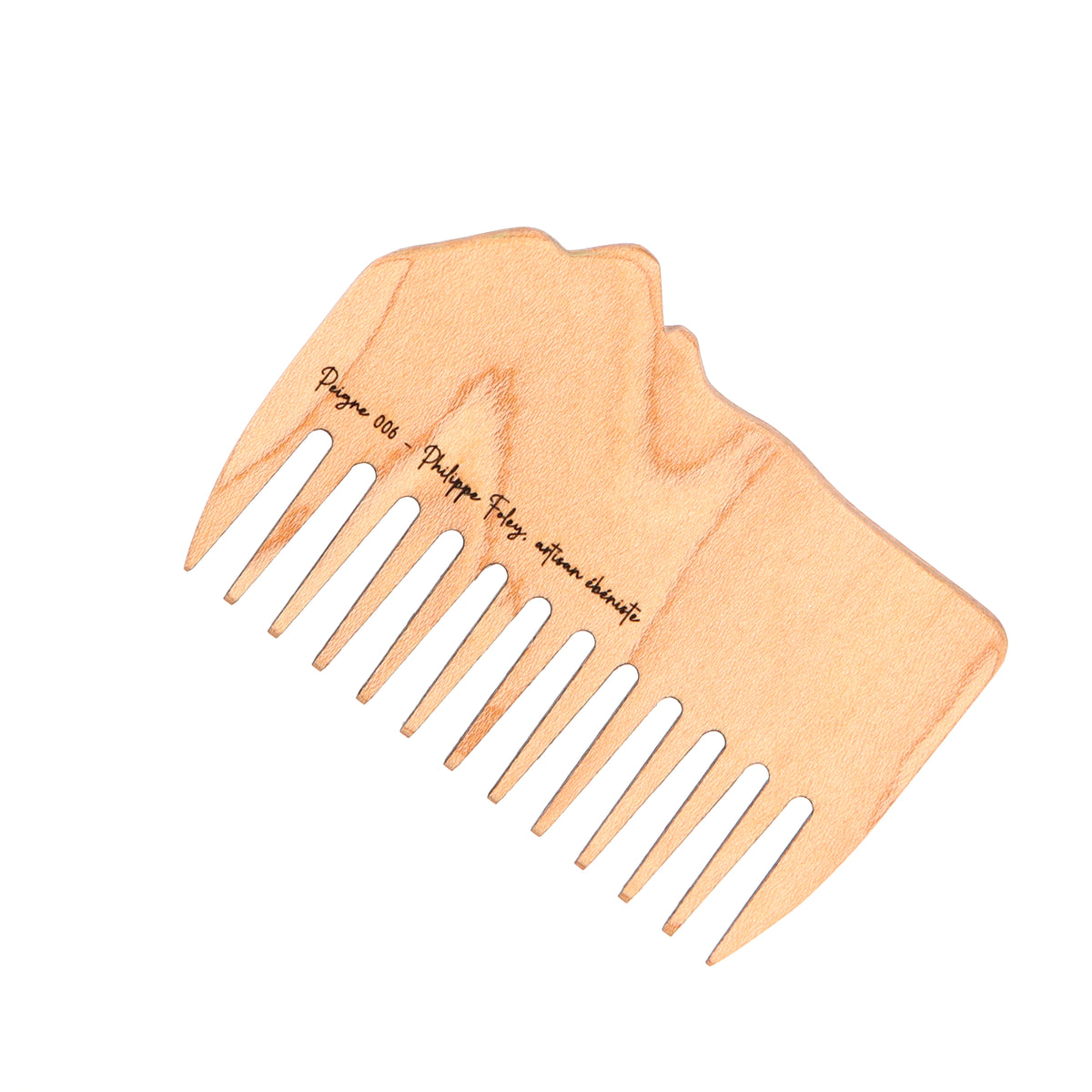 Peigne à barbe en érable et loupe de cerisier fait main par l'ébéniste Philippe Foley, Barbe B