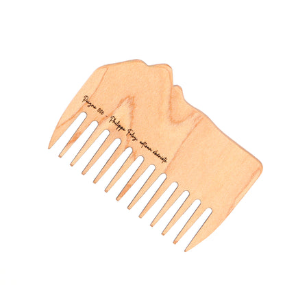 Peigne à barbe en érable et loupe de cerisier fait main par l'ébéniste Philippe Foley, Barbe B