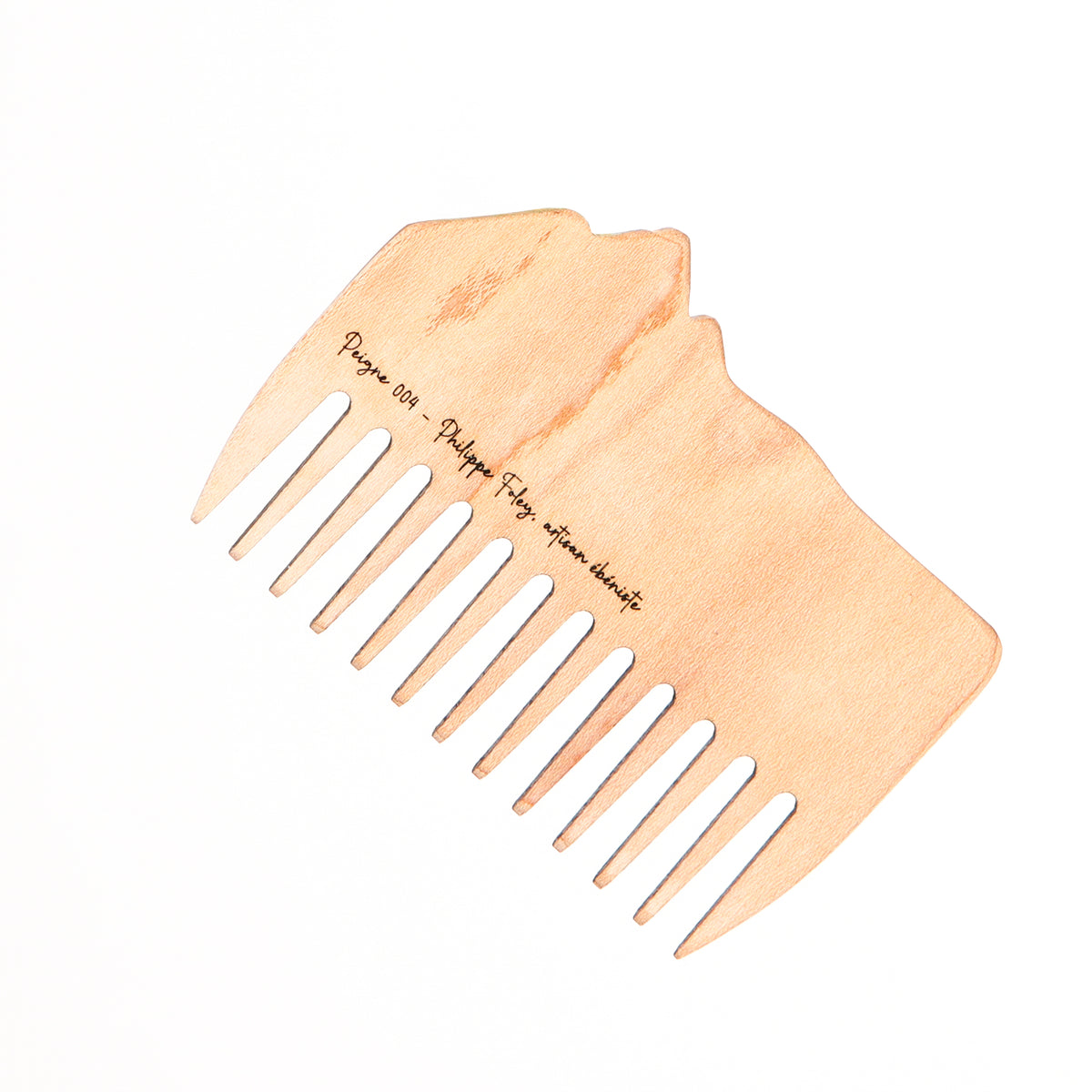 Peigne à barbe en érable et loupe de cerisier fait main par l'ébéniste Philippe Foley, Barbe B