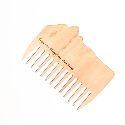 Peigne à barbe en érable et loupe de cerisier fait main par l'ébéniste Philippe Foley, Barbe B