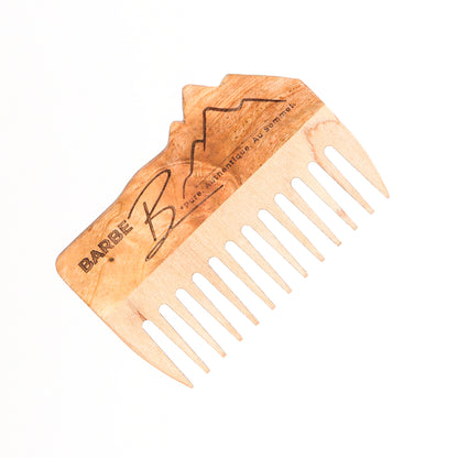 Peigne à barbe en érable et loupe de cerisier fait main par l'ébéniste Philippe Foley, Barbe B