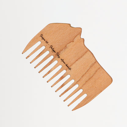 Peigne à barbe en érable et loupe de cerisier fait main par l'ébéniste Philippe Foley, Barbe B
