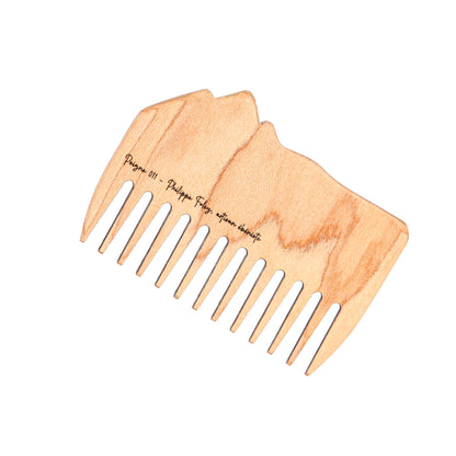 Peigne à barbe en érable et loupe de cerisier fait main par l'ébéniste Philippe Foley, Barbe B