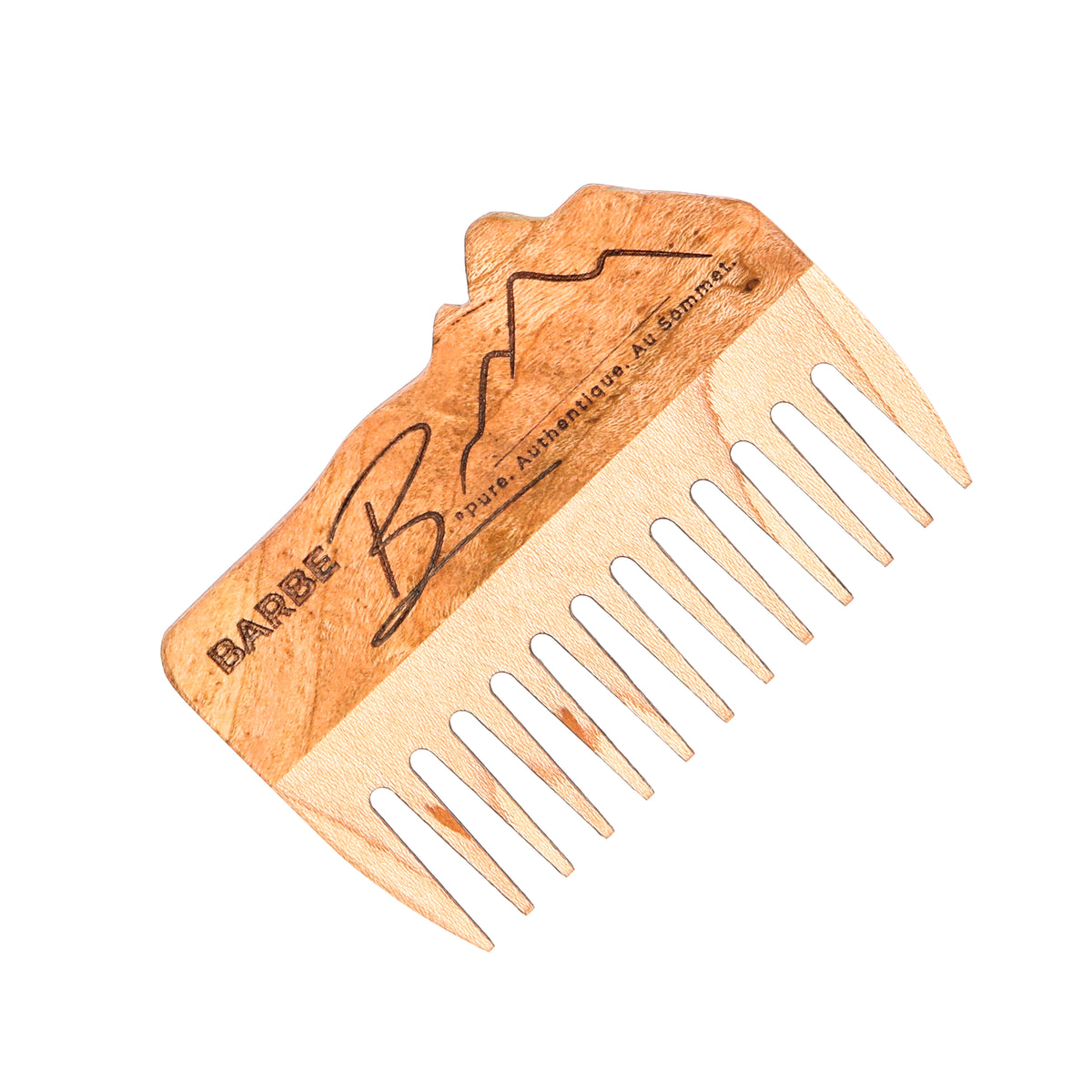 Peigne à barbe en érable et loupe de cerisier fait main par l'ébéniste Philippe Foley, Barbe B