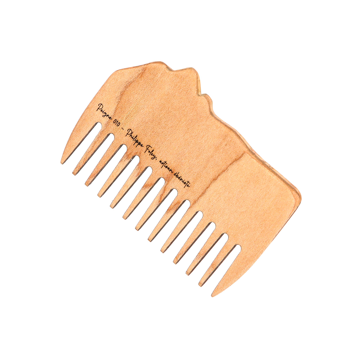 Peigne à barbe en érable et loupe de cerisier fait main par l'ébéniste Philippe Foley, Barbe B