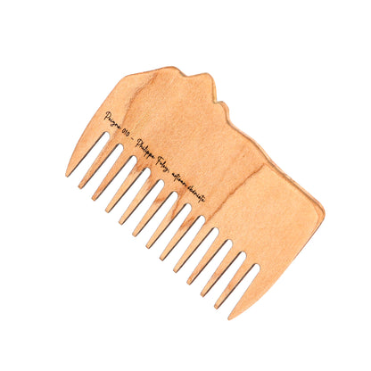 Peigne à barbe en érable et loupe de cerisier fait main par l'ébéniste Philippe Foley, Barbe B